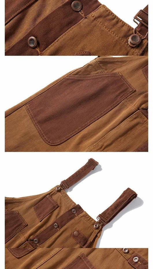 Pantalón Retro Holgado con Tirantes de Trabajo a Juego de Colores - Image 11