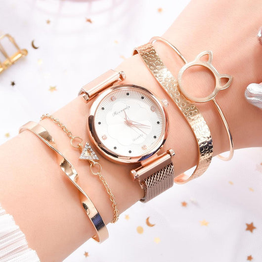 Set de Reloj para Dama con Correa de Malla de Aleación y Brazalete - Image 17