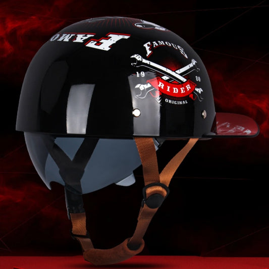 Casco Retro Motociclista con Diseño Impreso Creativo