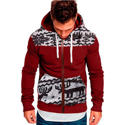 Cardigan Navideño para Hombre con Estampado de Reno, Capucha y Cierre - Image 15