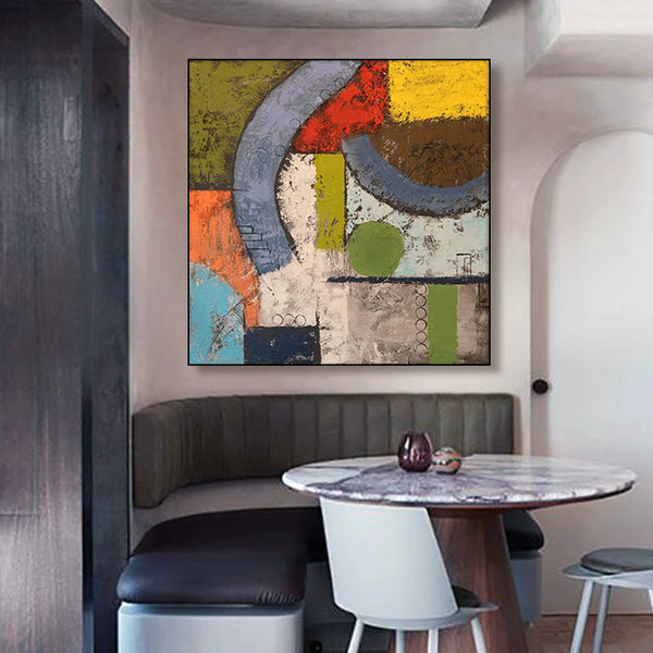 Cuadro Abstracto Moderno Estilo Medieval - Pintura al Óleo Texturizada para Pared