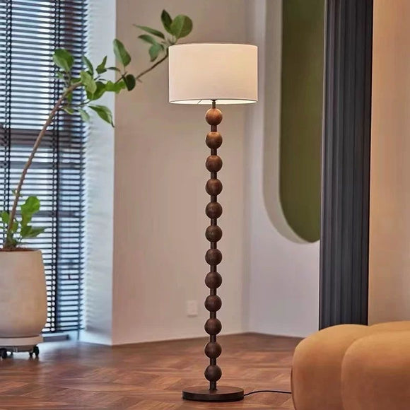 Lámpara de Pie Nogal Estilo Mediados de Siglo - Madera Maciza
