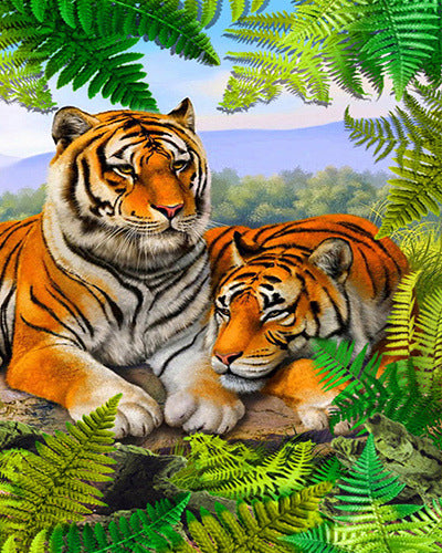 Cuadro de Diamantes Tigre Completo - Pintura DIY con Taladros Redondos y Cuadrados - Image 2
