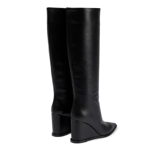Botas Altas de Cuero con Caña Ancha y Tacón Cuña para Mujer - Image 9