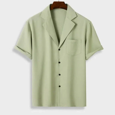 Camisa Casual de Hombre a Rayas con Cuello Solapa y Estampado Moderno
