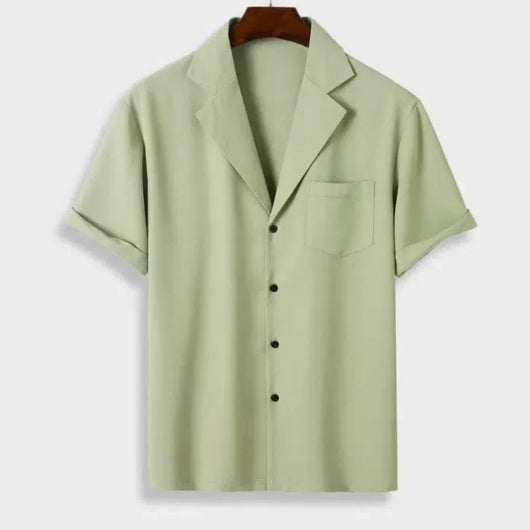 Camisa Casual de Hombre a Rayas con Cuello Solapa y Estampado Moderno