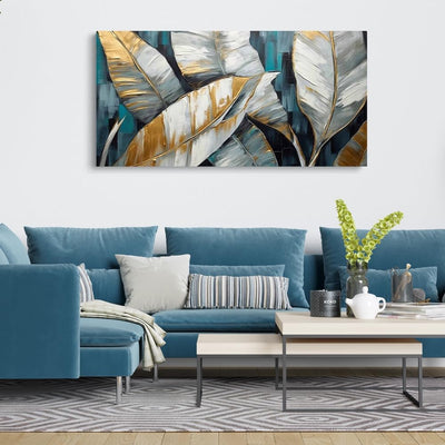 Cuadro Abstracto Hojas de Plátano Dorado Verde - Arte Moderno en Lienzo para Sala y Dormitorio - Image 9