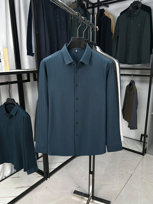 Camisa de Rayas Verticales para Hombre - Primavera y Otoño - Image 22
