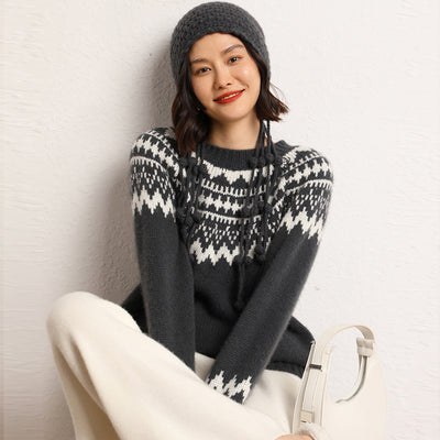 Suéter Jacquard Bicolor Holgado y Cómodo para Mujer - Image 7