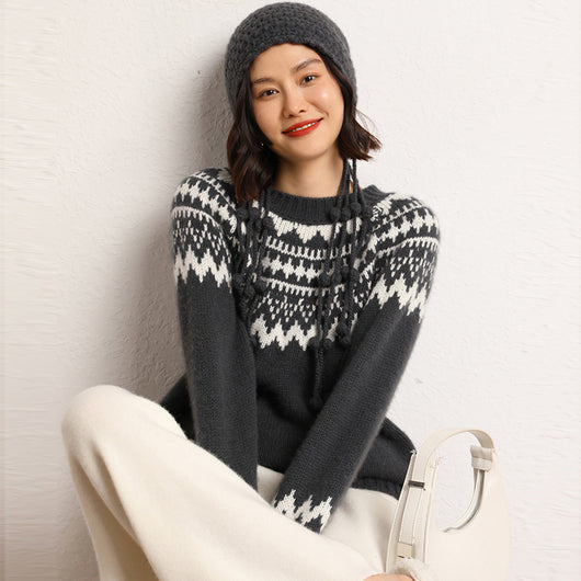 Suéter Jacquard Bicolor Holgado y Cómodo para Mujer - Image 7