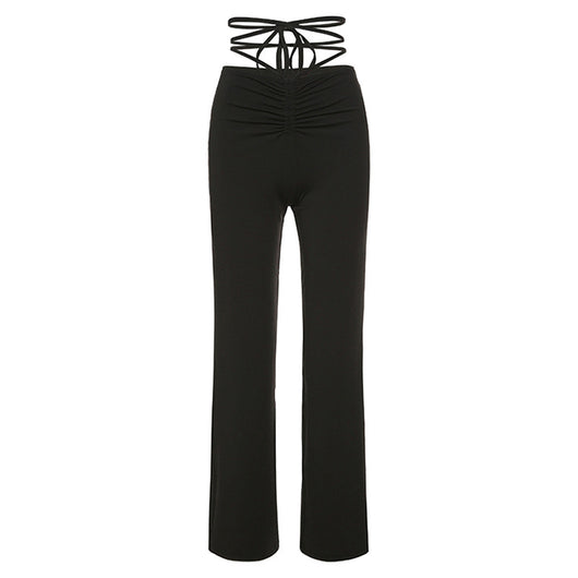 Pantalón Casual de Cintura Alta con Cordones y Ajuste Slim - Image 13
