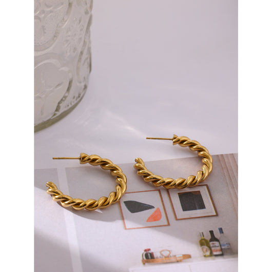 Aretes Dorados Grandes con Aro Clásico de Diseño Moderno - Image 12