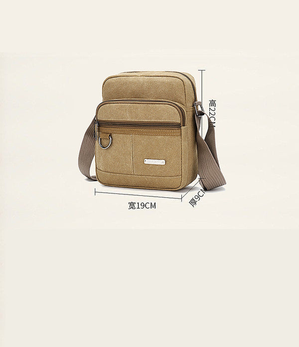 Bolsa Mensajero de Lona Multisección con Bandolera Única para Hombre