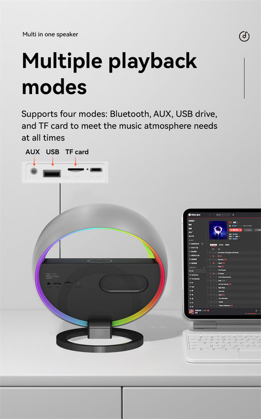 Lámpara Ambiental RGB con Cargador Inalámbrico y Altavoz Bluetooth - Image 14