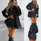 Conjunto Retro Denim: Chaqueta y Falda Corta Casual para Mujer