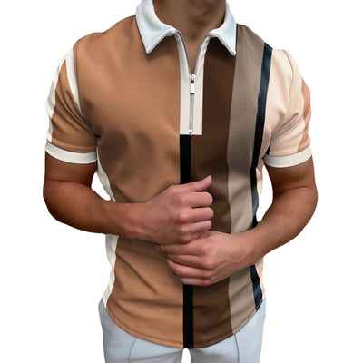 Polo Casual a Rayas Khaki con Cuello Solapa - Image 5