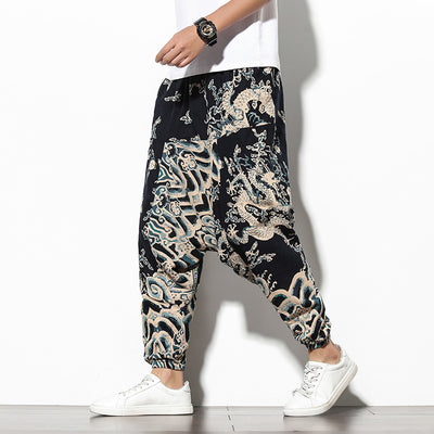 Pantalones Bohemios Anchos de Pierna Suelta con Estampado Floral Elefante para Playa - Image 7