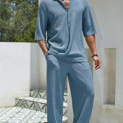 Conjunto Casual de Verano para Hombre: Playera Manga Corta y Pantalón Recto Cómodo - Image 8