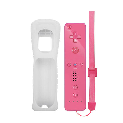 Black Wii wireless gamepad with a matching silicone protective case and wrist strap on a white background. - Image 14
