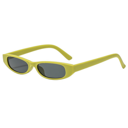 Yellow retro small frame sunglasses with translucent frames and matching yellow lenses on a white background. - Image 13