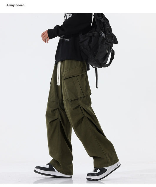 Pantalones Plisados Retro para Hombre - Corte Recto Casual Tendencia - Image 15