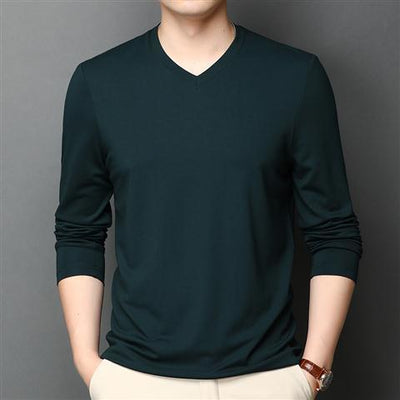Camiseta de Seda para Hombre - Manga Larga Escote V Transpirable - Image 10
