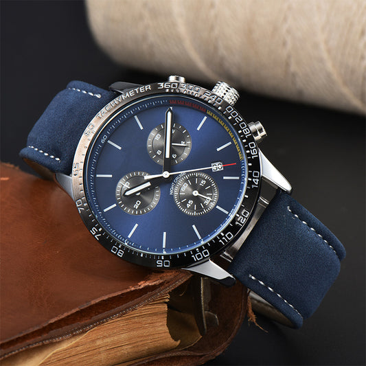 Reloj de Cuarzo para Hombre con Correa de Cuero y Calendario