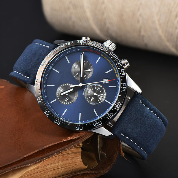 Reloj de Cuarzo para Hombre con Correa de Cuero y Calendario