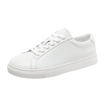 Tenis Blancos de Cuero Respirable con Suela Plana - Estilo Versátil - Image 5