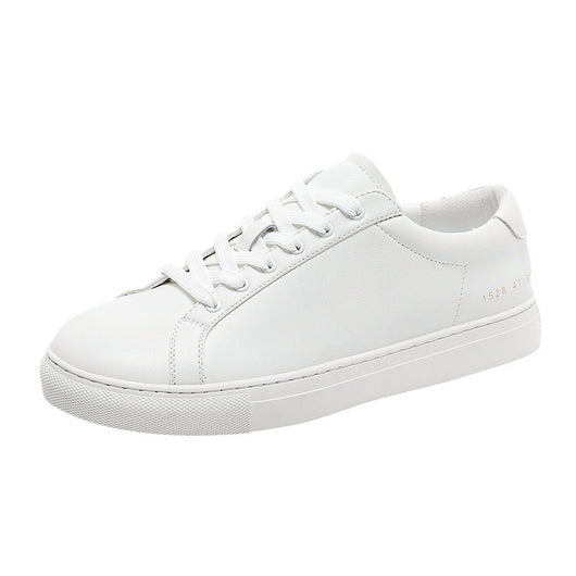 Tenis Blancos de Cuero Respirable con Suela Plana - Estilo Versátil - Image 5