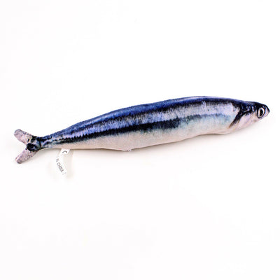 Two plush fish cat toys, one large and one small, with realistic green and brown scale patterns. - Image 20