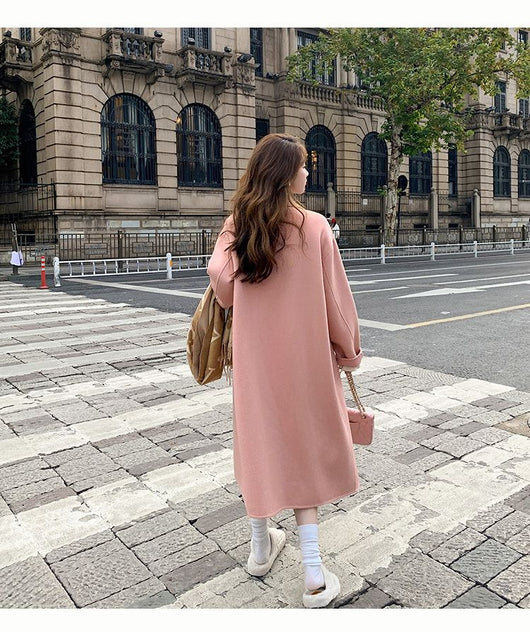 Abrigo de Lana Hepburn Coreano Suelto Midi para Otoño e Invierno - Image 30