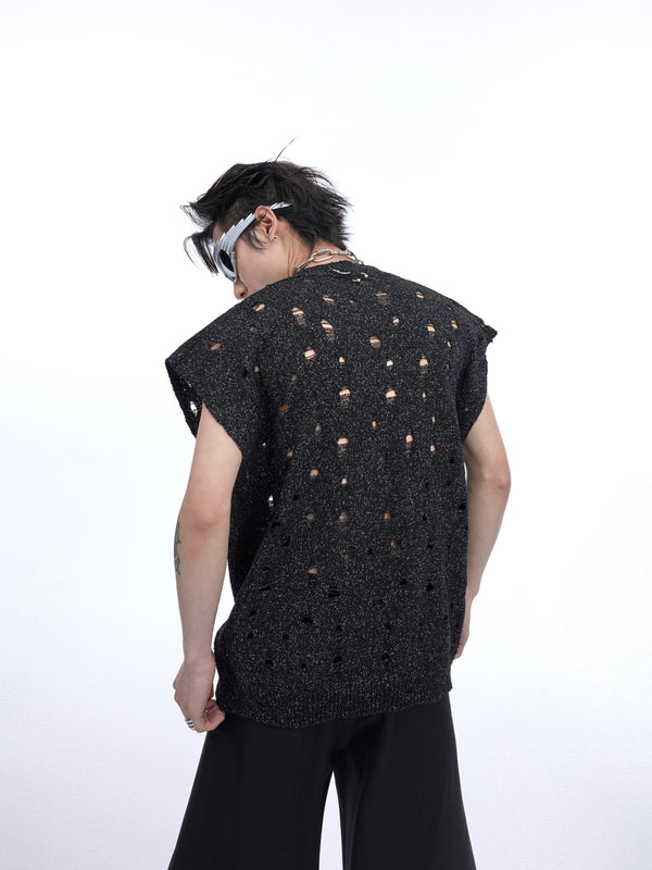 Chaleco Tejido de Diseño Dañado Metálico Verano