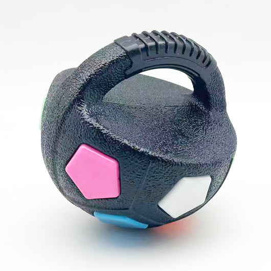 Black and white soccer ball dog toy with a textured handle, designed for interactive play and self-amusement. - Image 21