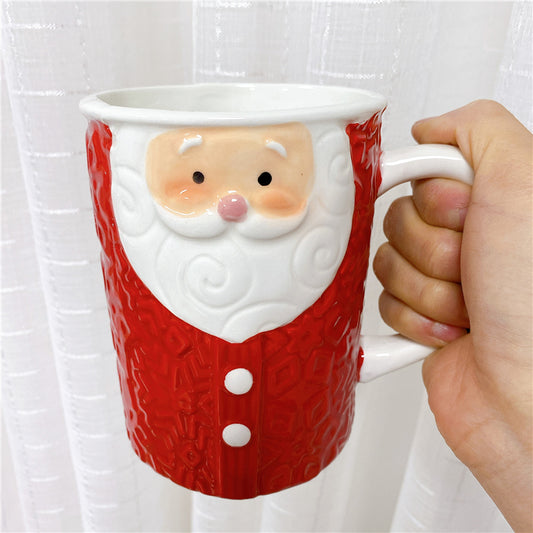 Taza de Cerámica Navideña Pintada a Mano con Papá Noel