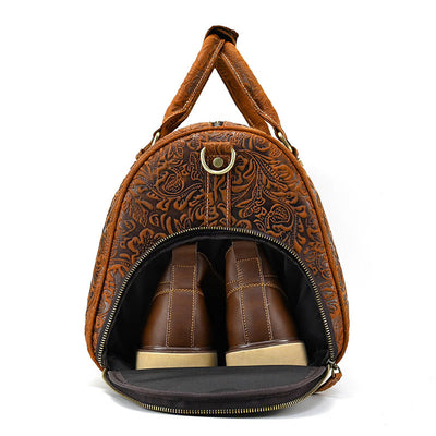 Bolsa de Viaje en Cuero Premium con Estampado Vintage - Image 9