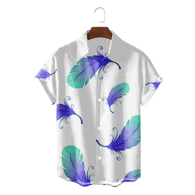 Camisa Suelta de Plumas para Hombre - Estilo Vacaciones Playa - Image 3