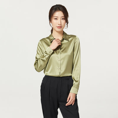 Blusa de Seda Satinada Manga Larga para Mujer - Image 6