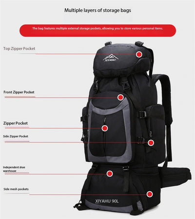Mochila de Senderismo 90L XIYAHU - Resistente al Agua para Trekking y Acampada - Image 13