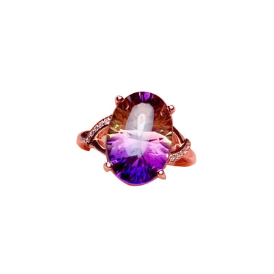 Anillo de Amatista Plata Esterlina Temperamento Minimalista Oversized - Image 8
