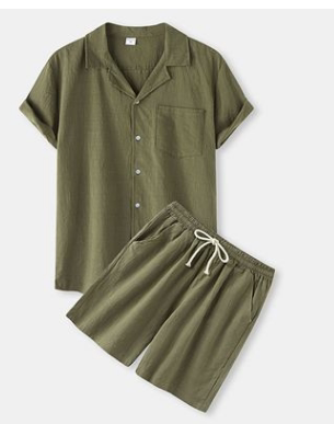 Camisa de Pana para Hombre con Manga Corta y Botones - Image 11