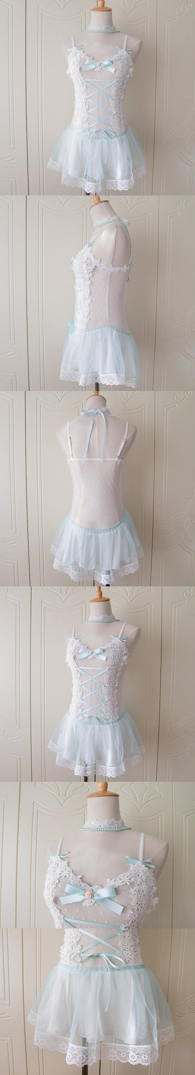 Bata Corta de Encaje y Malla Blanca - Diseño Sensual para la Noche - Image 11