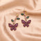 Aretes Mariposa Hada con Cristales Zirconia y Borlas Largas - Estilo Diosa