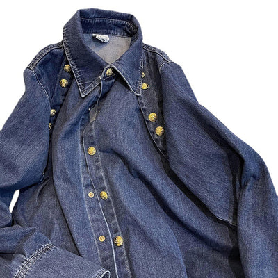 Camisa Denim Retro Estilo Hong Kong para Mujer - Otoño e Invierno - Image 2