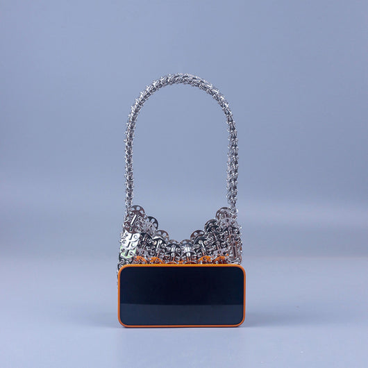 Bolso Portátil de Lentejuelas Plateadas Hecho a Mano con Textura Premium - Image 12