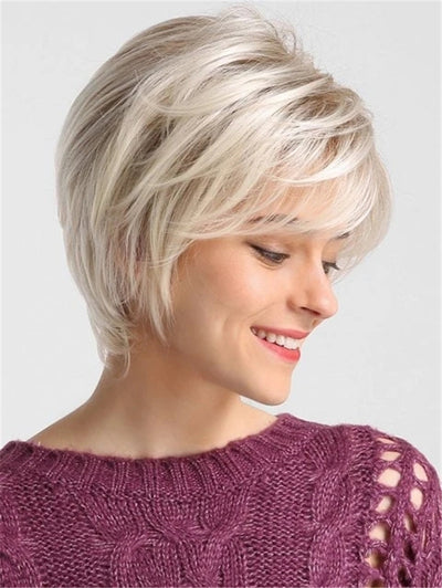 Peluca Rubia Corta Recta con Botón Interno - Estilo Fashionable - Image 6