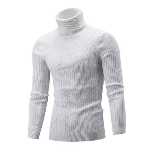 Suéter Hombre Cuello Alto Retro Tejido Floral Trenzado - Image 37