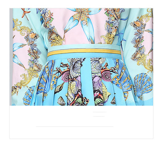 Conjunto Elegante para Mujer: Blusa Estampada y Falda Plisada - Image 17