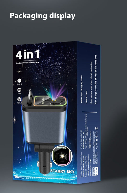 Cargador Automotriz 120W Cuatro en Uno con Diseño Cielo Estrellado - Image 8