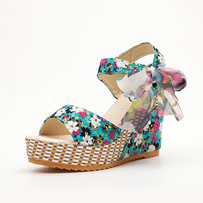 Sandalias Cuña Floral con Moño Plataforma para Mujer - Image 9